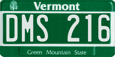 VT license plate DMS216