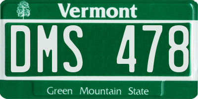 VT license plate DMS478