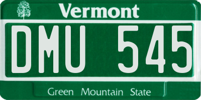 VT license plate DMU545