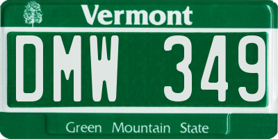 VT license plate DMW349