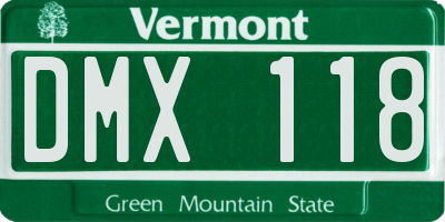 VT license plate DMX118
