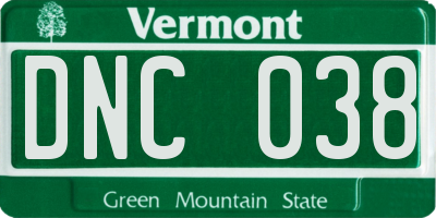 VT license plate DNC038