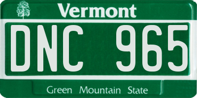 VT license plate DNC965