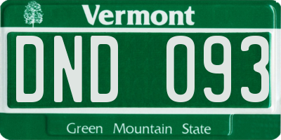 VT license plate DND093