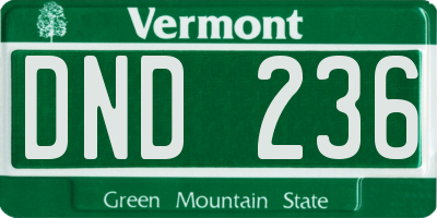 VT license plate DND236