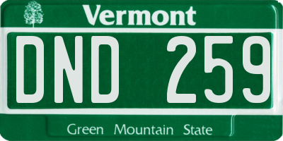 VT license plate DND259