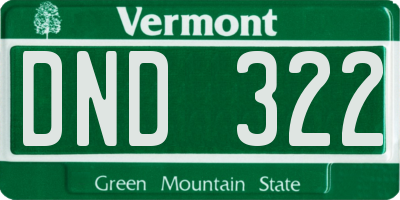 VT license plate DND322