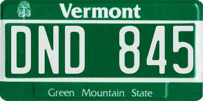 VT license plate DND845