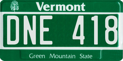 VT license plate DNE418