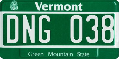 VT license plate DNG038