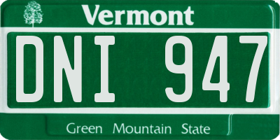 VT license plate DNI947