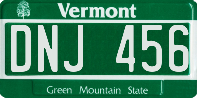 VT license plate DNJ456