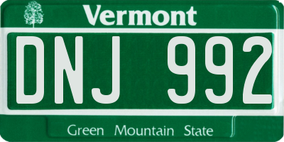 VT license plate DNJ992