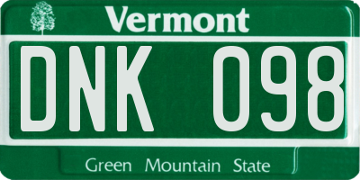 VT license plate DNK098