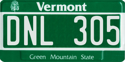 VT license plate DNL305