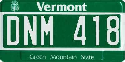 VT license plate DNM418