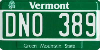 VT license plate DNO389