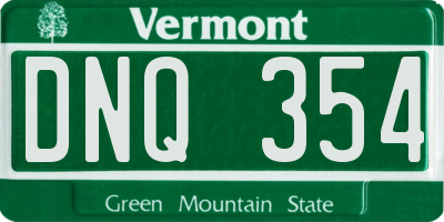 VT license plate DNQ354