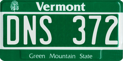 VT license plate DNS372