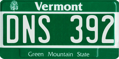 VT license plate DNS392