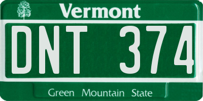 VT license plate DNT374