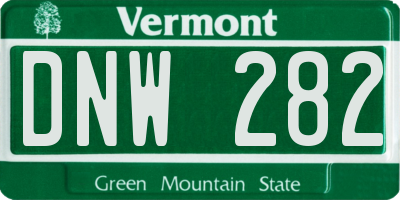 VT license plate DNW282
