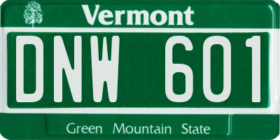 VT license plate DNW601