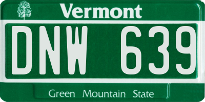 VT license plate DNW639