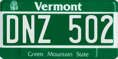 VT license plate DNZ502