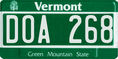 VT license plate DOA268
