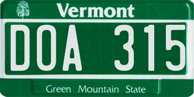 VT license plate DOA315