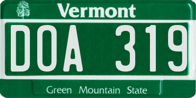VT license plate DOA319