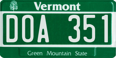 VT license plate DOA351