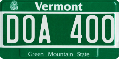VT license plate DOA400
