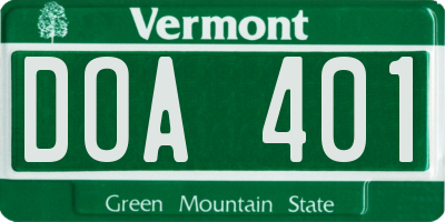VT license plate DOA401