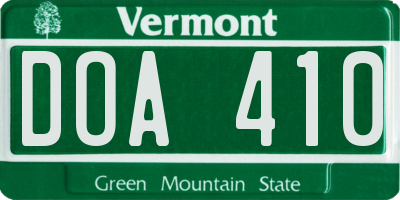 VT license plate DOA410