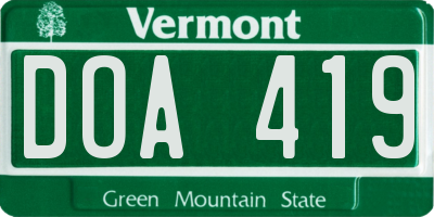VT license plate DOA419