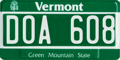 VT license plate DOA608