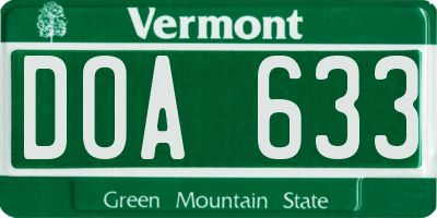 VT license plate DOA633