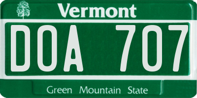 VT license plate DOA707