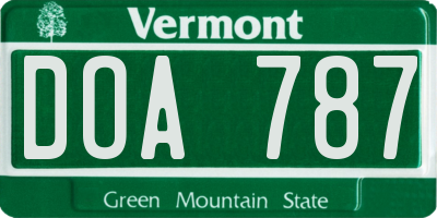 VT license plate DOA787
