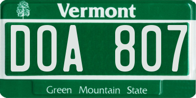 VT license plate DOA807