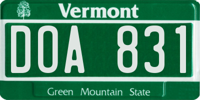 VT license plate DOA831