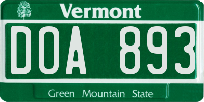 VT license plate DOA893
