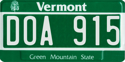 VT license plate DOA915