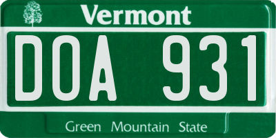 VT license plate DOA931