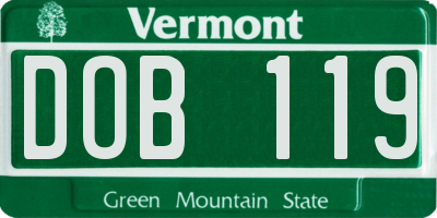 VT license plate DOB119