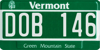 VT license plate DOB146