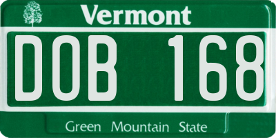 VT license plate DOB168