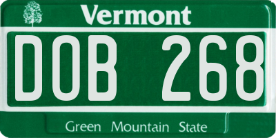 VT license plate DOB268